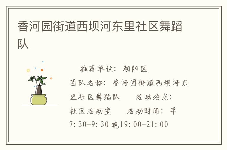 香河園街道西壩河?xùn)|里社區(qū)舞蹈隊(duì)