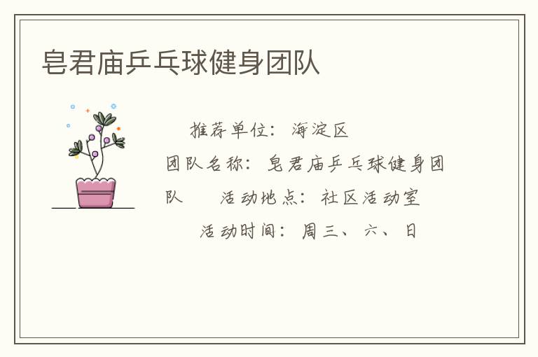 皂君廟乒乓球健身團隊