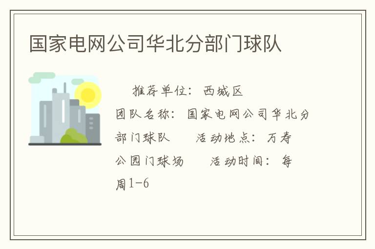 國(guó)家電網(wǎng)公司華北分部門球隊(duì)