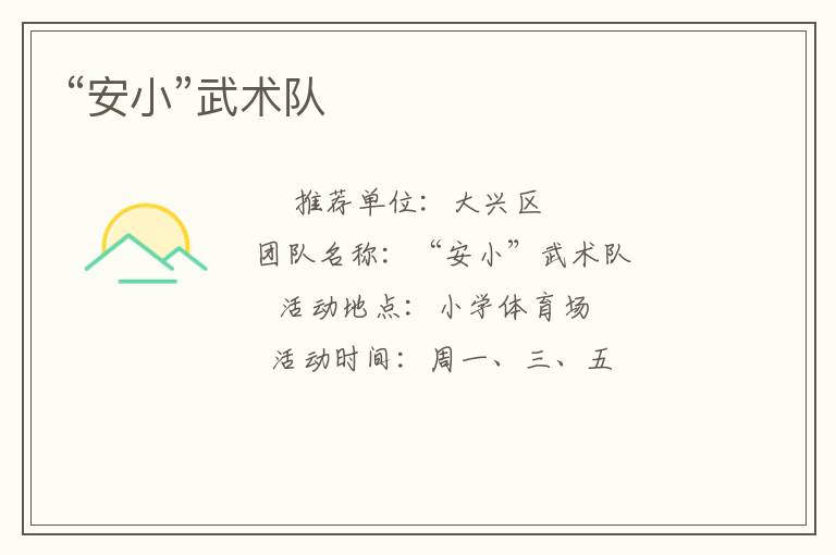 “安小”武術(shù)隊