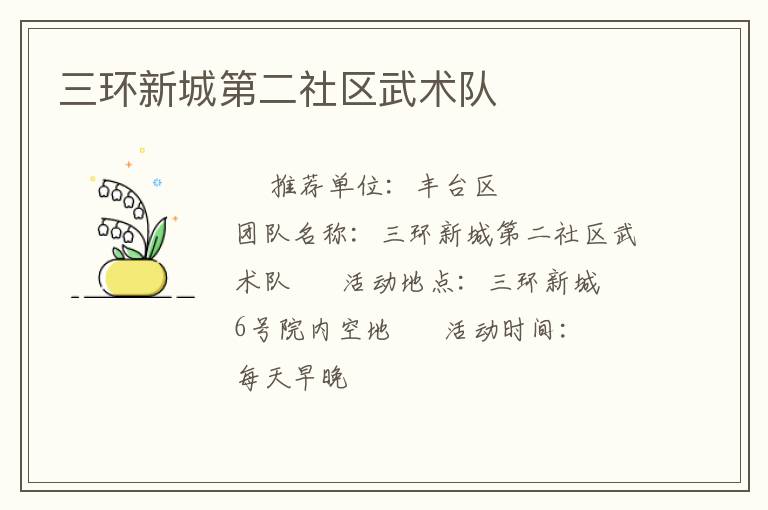 三環(huán)新城第二社區(qū)武術(shù)隊