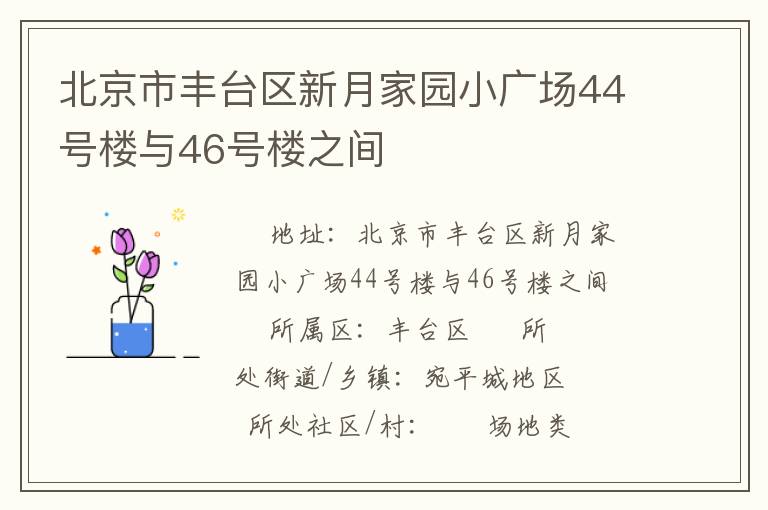 北京市豐臺(tái)區(qū)新月家園小廣場(chǎng)44號(hào)樓與46號(hào)樓之間