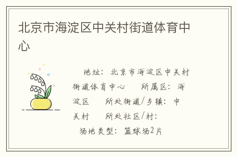 北京市海淀區(qū)中關村街道體育中心