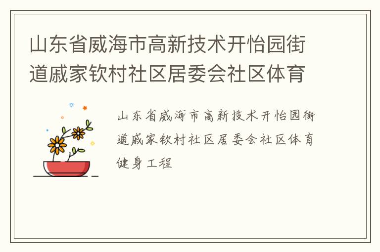 山東省威海市高新技術(shù)開怡園街道戚家欽村社區(qū)居委會社區(qū)體育健身工程