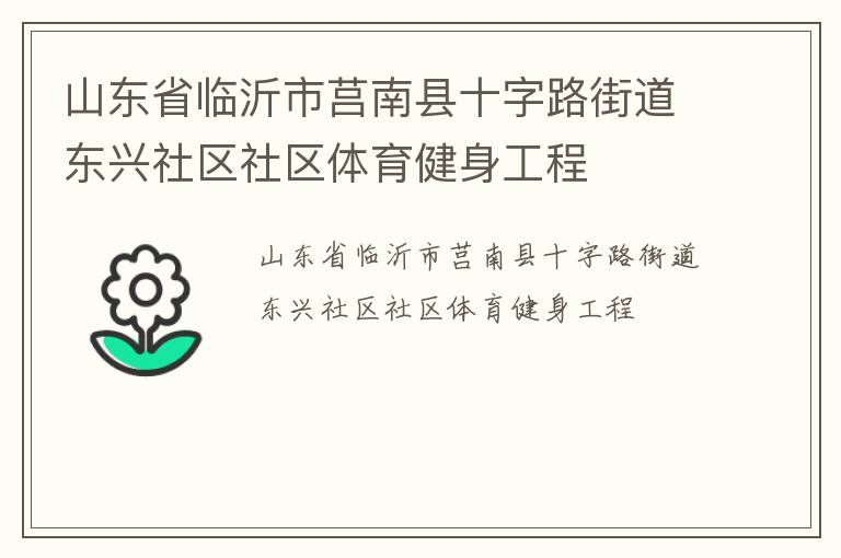山東省臨沂市莒南縣十字路街道東興社區(qū)社區(qū)體育健身工程