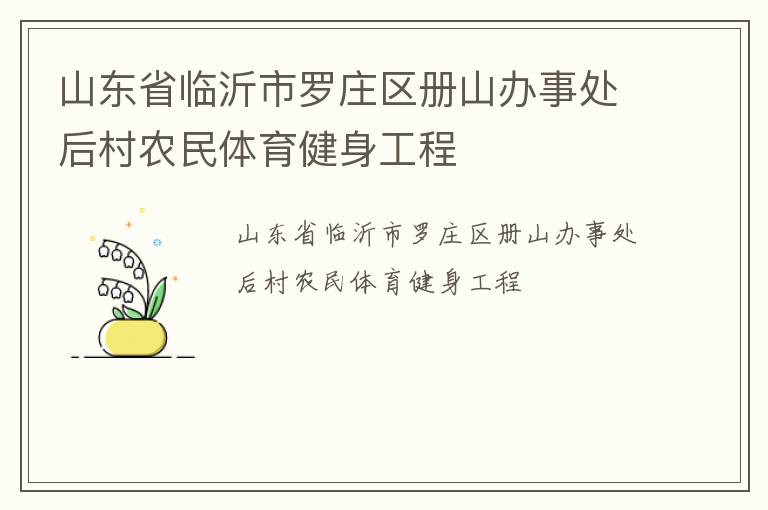 山東省臨沂市羅莊區(qū)冊山辦事處后村農民體育健身工程