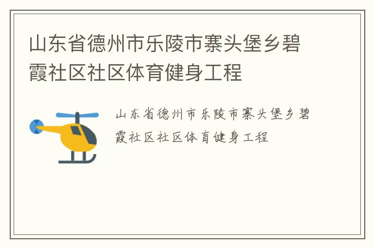 山東省德州市樂陵市寨頭堡鄉(xiāng)碧霞社區(qū)社區(qū)體育健身工程