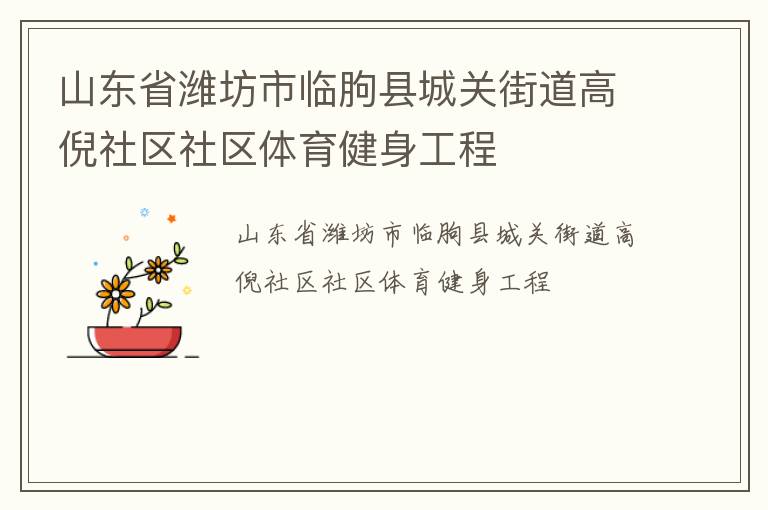 山東省濰坊市臨朐縣城關(guān)街道高倪社區(qū)社區(qū)體育健身工程