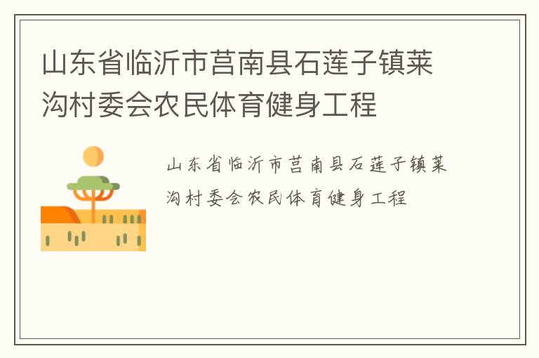 山東省臨沂市莒南縣石蓮子鎮(zhèn)萊溝村委會農(nóng)民體育健身工程