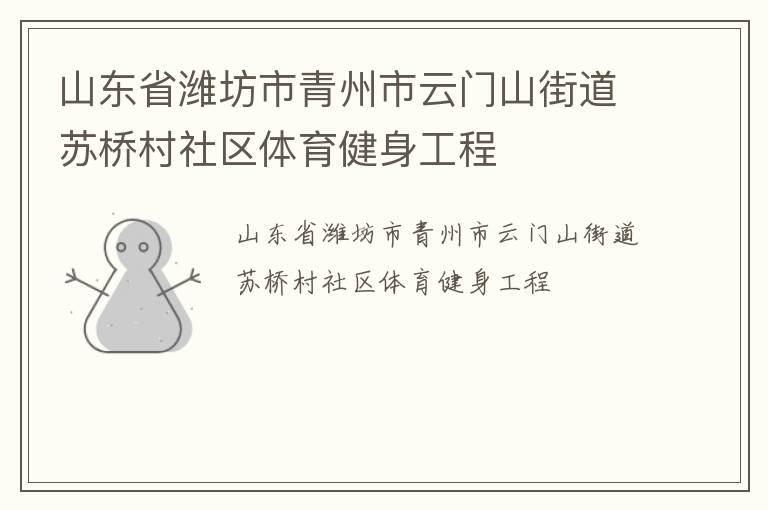 山東省濰坊市青州市云門山街道蘇橋村社區(qū)體育健身工程