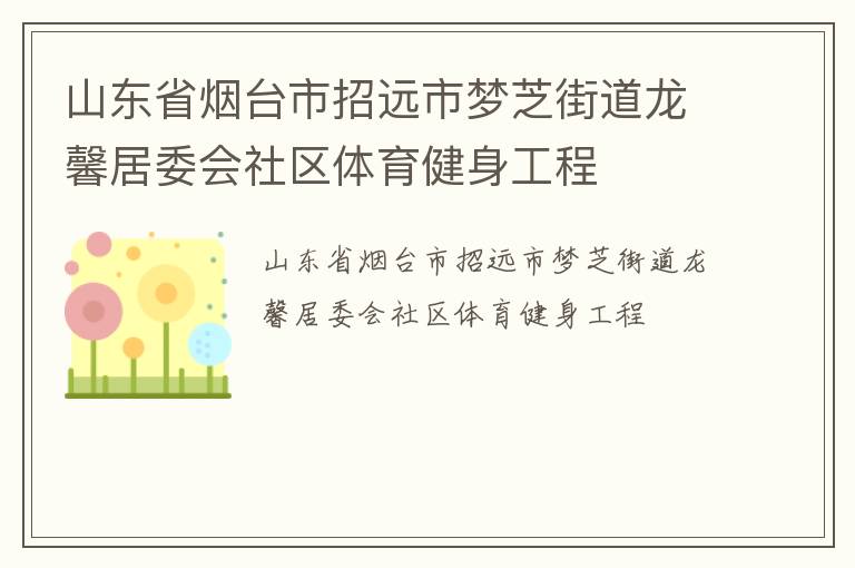 山東省煙臺(tái)市招遠(yuǎn)市夢(mèng)芝街道龍馨居委會(huì)社區(qū)體育健身工程