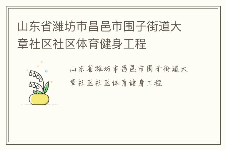山東省濰坊市昌邑市圍子街道大章社區(qū)社區(qū)體育健身工程