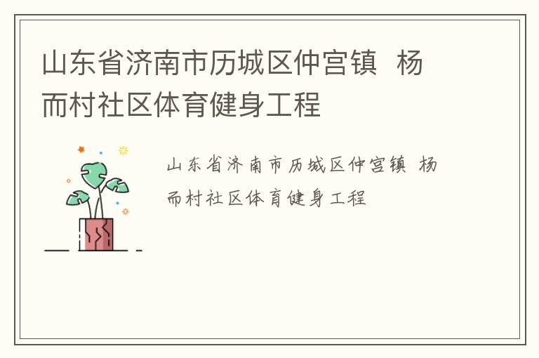 山東省濟(jì)南市歷城區(qū)仲宮鎮(zhèn)  楊而村社區(qū)體育健身工程