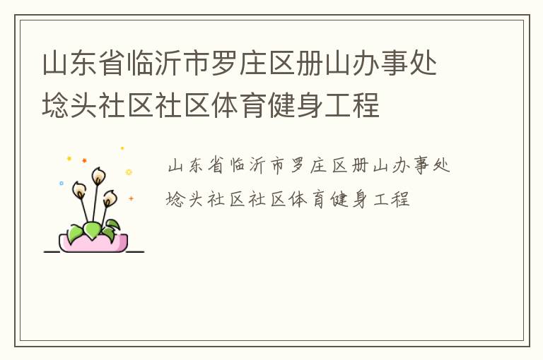 山東省臨沂市羅莊區(qū)冊山辦事處埝頭社區(qū)社區(qū)體育健身工程