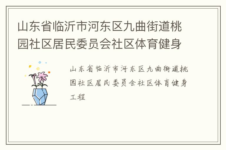 山東省臨沂市河?xùn)|區(qū)九曲街道桃園社區(qū)居民委員會(huì)社區(qū)體育健身工程