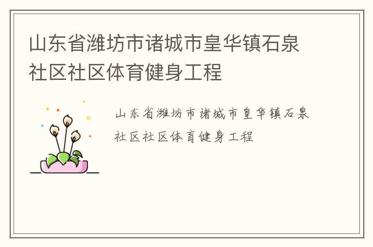 山東省濰坊市諸城市皇華鎮(zhèn)石泉社區(qū)社區(qū)體育健身工程