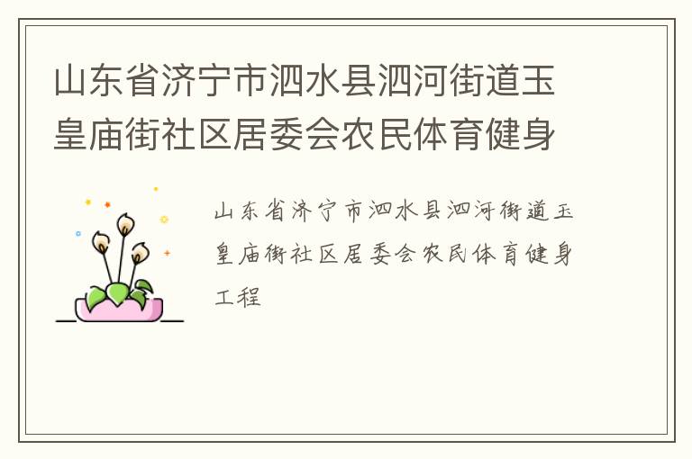 山東省濟寧市泗水縣泗河街道玉皇廟街社區(qū)居委會農(nóng)民體育健身工程