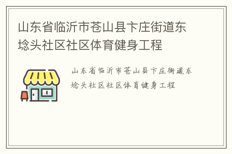 山東省臨沂市蒼山縣卞莊街道東埝頭社區(qū)社區(qū)體育健身工程
