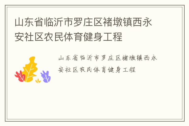 山東省臨沂市羅莊區(qū)褚墩鎮(zhèn)西永安社區(qū)農(nóng)民體育健身工程