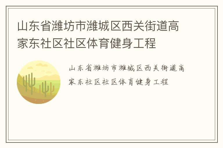 山東省濰坊市濰城區(qū)西關(guān)街道高家東社區(qū)社區(qū)體育健身工程