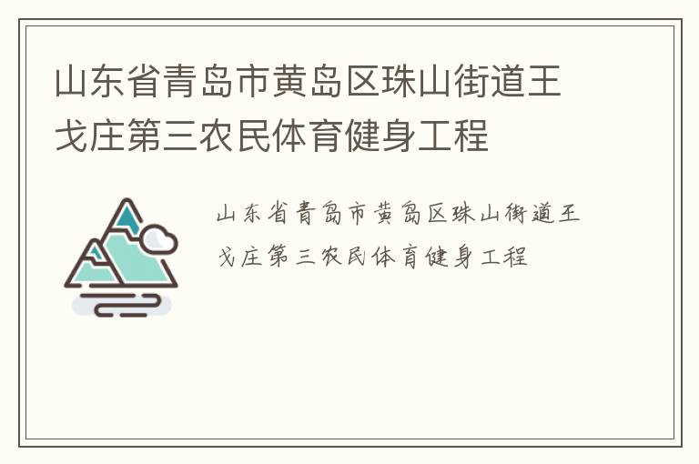 山東省青島市黃島區(qū)珠山街道王戈莊第三農(nóng)民體育健身工程
