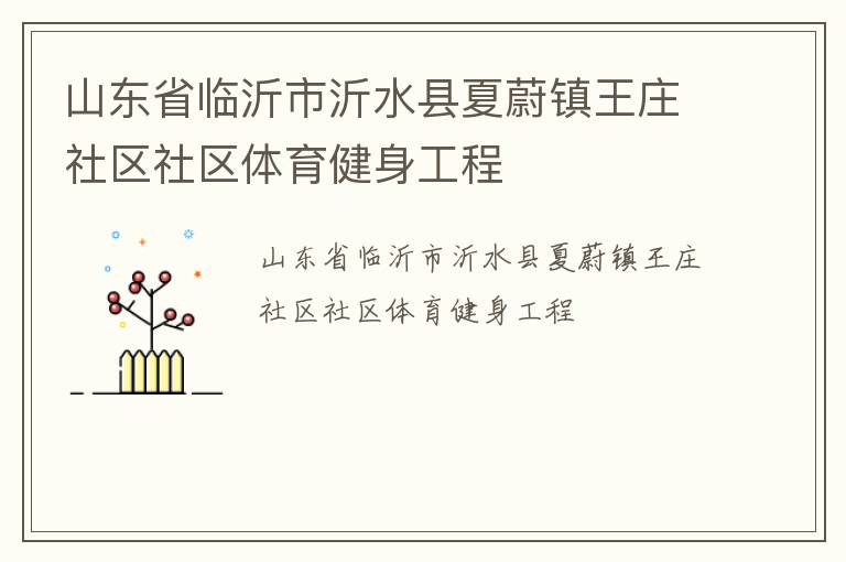 山東省臨沂市沂水縣夏蔚鎮(zhèn)王莊社區(qū)社區(qū)體育健身工程