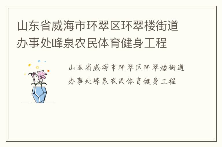 山東省威海市環(huán)翠區(qū)環(huán)翠樓街道辦事處峰泉農民體育健身工程