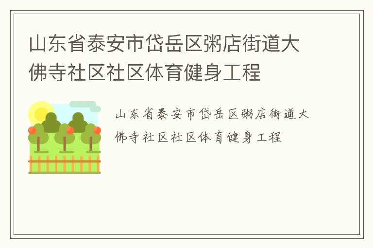 山東省泰安市岱岳區(qū)粥店街道大佛寺社區(qū)社區(qū)體育健身工程