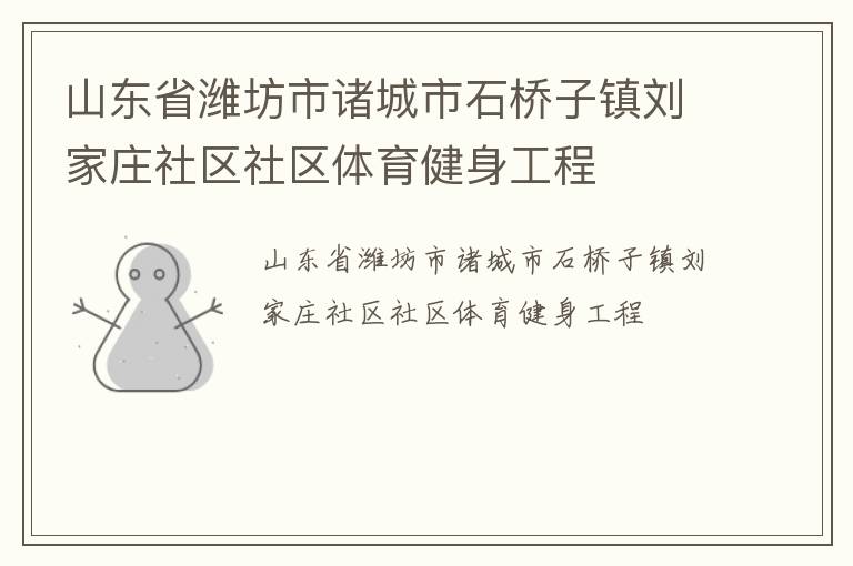 山東省濰坊市諸城市石橋子鎮(zhèn)劉家莊社區(qū)社區(qū)體育健身工程