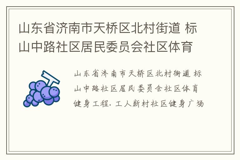 山東省濟南市天橋區(qū)北村街道 標山中路社區(qū)居民委員會社區(qū)體育健身工程.工人新村社區(qū)健身廣場