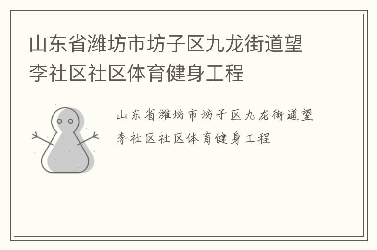 山東省濰坊市坊子區(qū)九龍街道望李社區(qū)社區(qū)體育健身工程