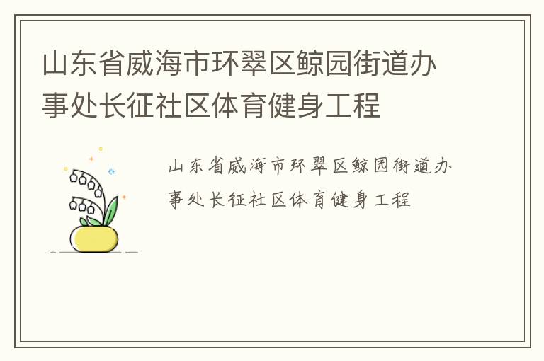 山東省威海市環(huán)翠區(qū)鯨園街道辦事處長(zhǎng)征社區(qū)體育健身工程