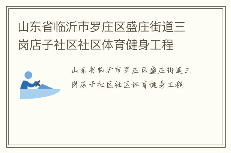 山東省臨沂市羅莊區(qū)盛莊街道三崗店子社區(qū)社區(qū)體育健身工程