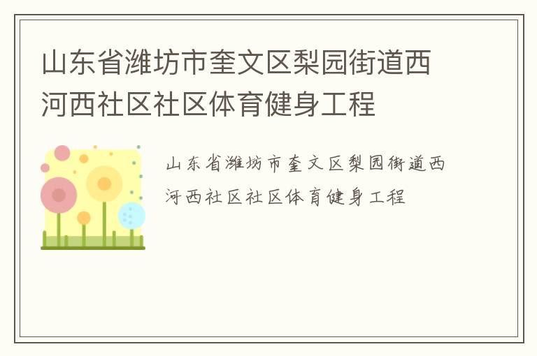 山東省濰坊市奎文區(qū)梨園街道西河西社區(qū)社區(qū)體育健身工程