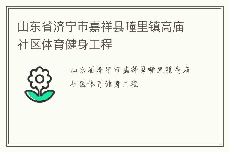 山東省濟(jì)寧市嘉祥縣疃里鎮(zhèn)高廟社區(qū)體育健身工程