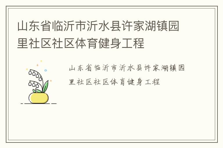 山東省臨沂市沂水縣許家湖鎮(zhèn)園里社區(qū)社區(qū)體育健身工程