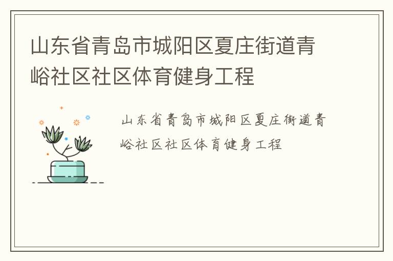 山東省青島市城陽(yáng)區(qū)夏莊街道青峪社區(qū)社區(qū)體育健身工程