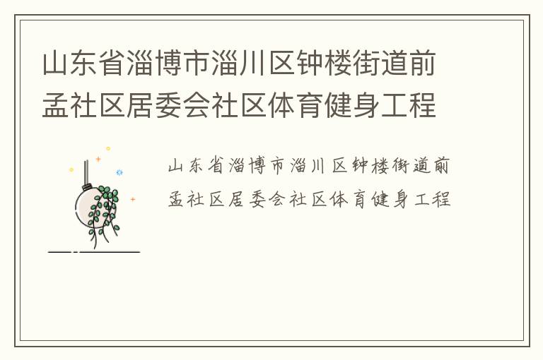 山東省淄博市淄川區(qū)鐘樓街道前孟社區(qū)居委會社區(qū)體育健身工程