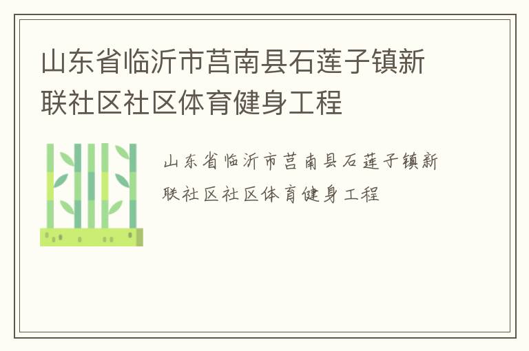 山東省臨沂市莒南縣石蓮子鎮(zhèn)新聯(lián)社區(qū)社區(qū)體育健身工程