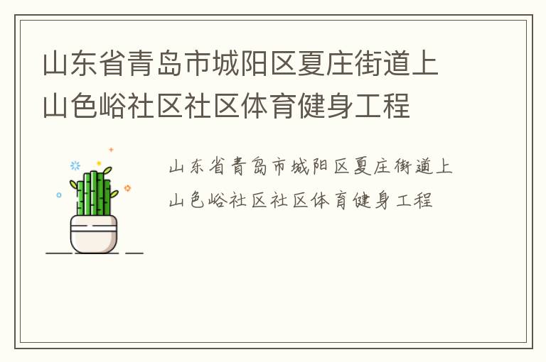 山東省青島市城陽(yáng)區(qū)夏莊街道上山色峪社區(qū)社區(qū)體育健身工程