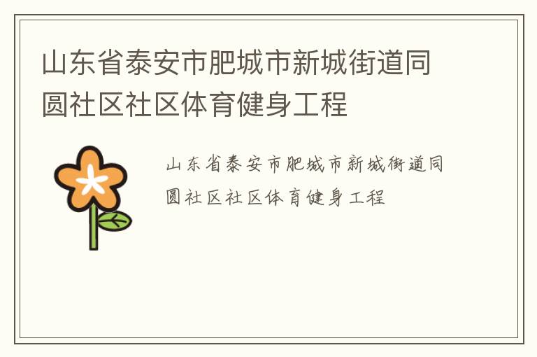 山東省泰安市肥城市新城街道同圓社區(qū)社區(qū)體育健身工程