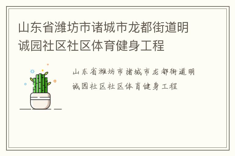 山東省濰坊市諸城市龍都街道明誠園社區(qū)社區(qū)體育健身工程