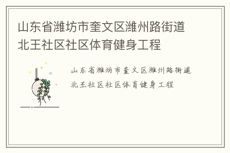 山東省濰坊市奎文區(qū)濰州路街道北王社區(qū)社區(qū)體育健身工程