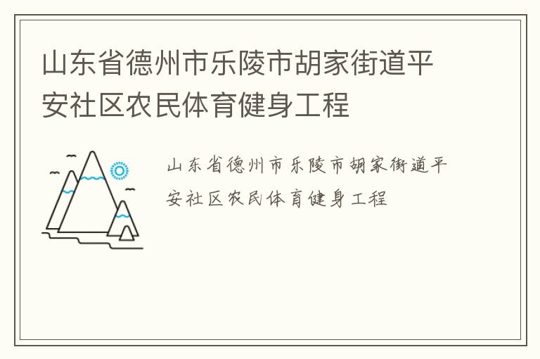 山東省德州市樂陵市胡家街道平安社區(qū)農(nóng)民體育健身工程