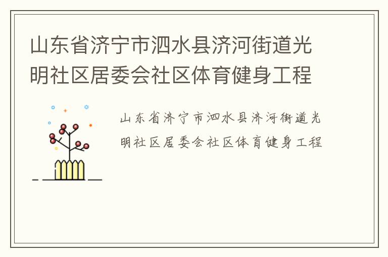 山東省濟(jì)寧市泗水縣濟(jì)河街道光明社區(qū)居委會社區(qū)體育健身工程