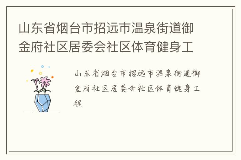 山東省煙臺市招遠市溫泉街道御金府社區(qū)居委會社區(qū)體育健身工程
