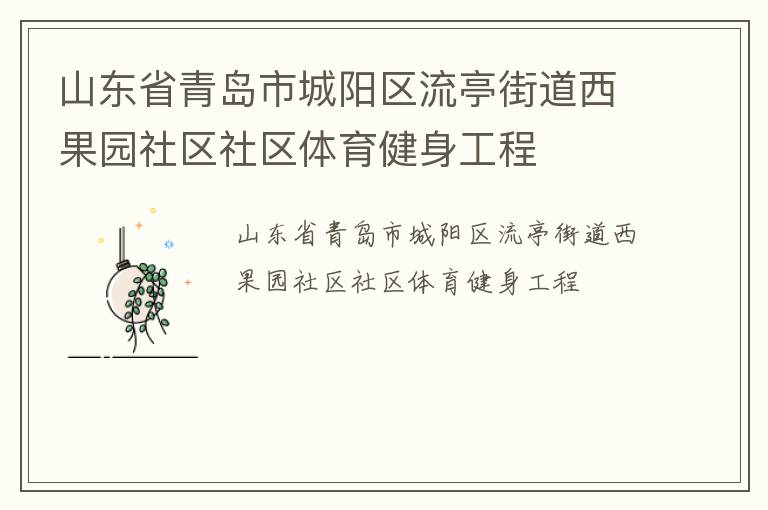 山東省青島市城陽(yáng)區(qū)流亭街道西果園社區(qū)社區(qū)體育健身工程
