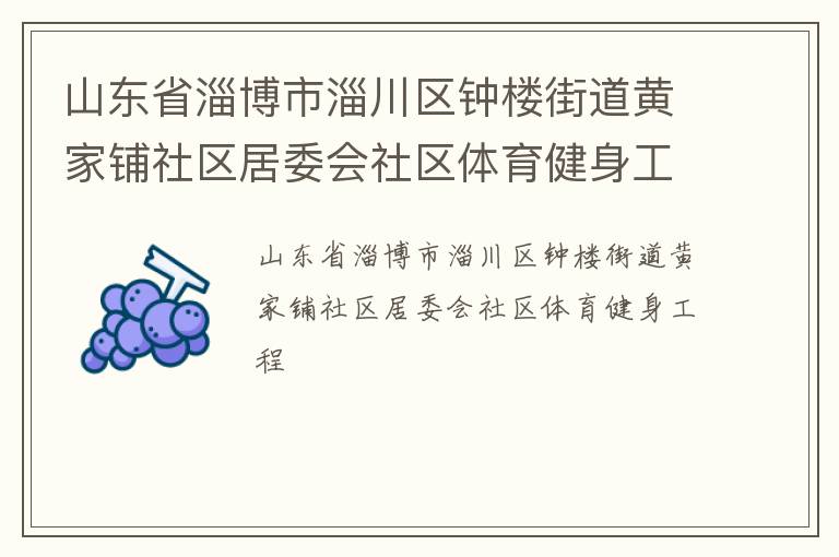 山東省淄博市淄川區(qū)鐘樓街道黃家鋪社區(qū)居委會(huì)社區(qū)體育健身工程