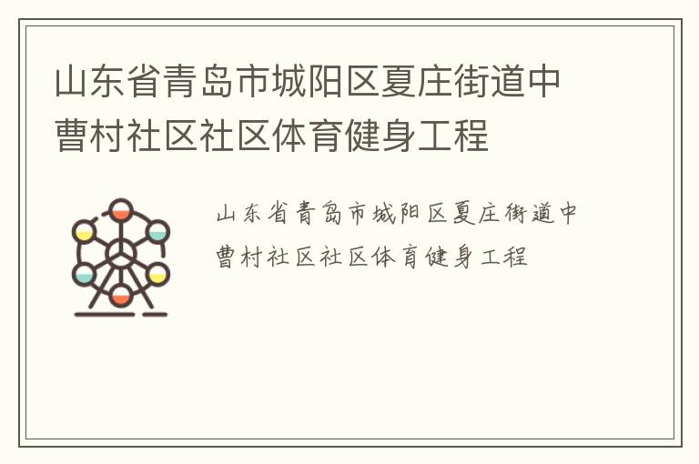 山東省青島市城陽區(qū)夏莊街道中曹村社區(qū)社區(qū)體育健身工程