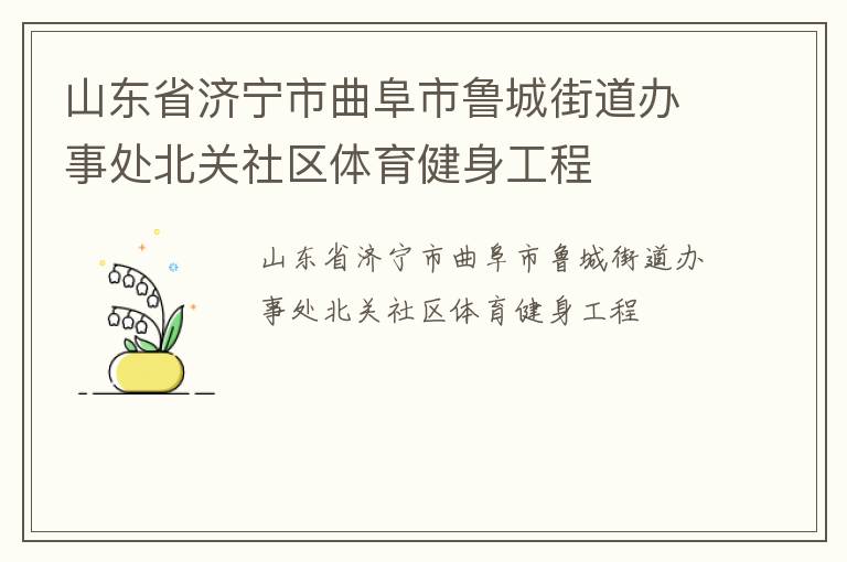 山東省濟(jì)寧市曲阜市魯城街道辦事處北關(guān)社區(qū)體育健身工程
